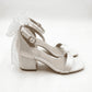 Floraya Opentoe Bow Detail Block Heel Bridal Sandals