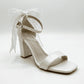 Evarose Open Toe Bow Detail Block Heel Bridal Sandals