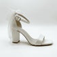 Evarose Open Toe Bow Detail Block Heel Bridal Sandals
