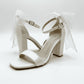 Evarose Open Toe Bow Detail Block Heel Bridal Sandals