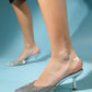 Know - Silver Jeweled Transparent High Heel Evening Shoe (Women)