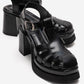 ROVENA - Black Platform Block Heel Sandal (Women)