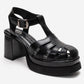 ROVENA - Black Platform Block Heel Sandal (Women)