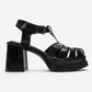 ROVENA - Black Platform Block Heel Sandal (Women)