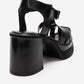 ROVENA - Black Platform Block Heel Sandal (Women)