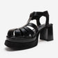 ROVENA - Black Platform Block Heel Sandal (Women)