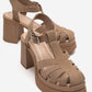 ROVENA - Cognac Suede Platform Block Heel Sandal (Women)