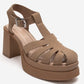 ROVENA - Cognac Suede Platform Block Heel Sandal (Women)