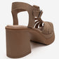 ROVENA - Cognac Suede Platform Block Heel Sandal (Women)