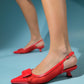 Amora - Red Buckled Low-Heeled Shoe (Women)