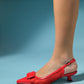 Amora - Red Buckled Low-Heeled Shoe (Women)