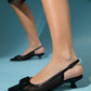 Amora - Black Buckled Low-Heeled Shoe (Women)