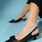 Amora - Black Buckled Low-Heeled Shoe (Women)