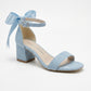 Rochelle Baby Blue Suede Ankle Strap Block Heel Sandal