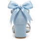 Rochelle Baby Blue Suede Ankle Strap Block Heel Sandal