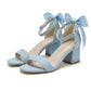 Rochelle Baby Blue Suede Ankle Strap Block Heel Sandal