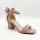 Rochelle Dusty Pink Suede Ankle Strap Block Heel Sandal