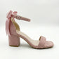 Rochelle Dusty Pink Suede Ankle Strap Block Heel Sandal