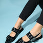 Paloma - Black Patent Silver Buckle Sandal (Women)