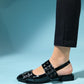Paloma - Black Patent Silver Buckle Sandal (Women)
