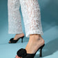 Jempy - Black Floral Heeled Mule (Women)