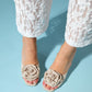 Jempy - Beige Floral Heeled Mule (Women)