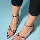 Melossa - Black Yellow Patterned Jeweled High Heel Shoe (Women)