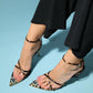 Melossa - Black Yellow Patterned Jeweled High Heel Shoe (Women)