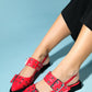 Paloma - Red Patent Silver Buckle Sandal (Women)