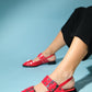 Paloma - Red Patent Silver Buckle Sandal (Women)