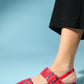 Paloma - Red Patent Silver Buckle Sandal (Women)
