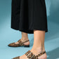 Paloma - Black Yellow Patterned Gold Buckle Sandal (Women)