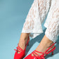 Magra Red Patent Pointed-Toe Slingback Stiletto (Women)