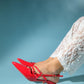 Magra Red Patent Pointed-Toe Slingback Stiletto (Women)