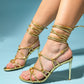 Open - Gold Ankle-Tie High Heel Shoe (Women)