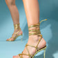 Open - Gold Ankle-Tie High Heel Shoe (Women)