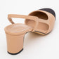 S3 - Beige Black Closed Toe Block Heel Sandal (Women)