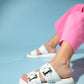Zley White Buckle Sandal (Women)