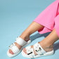 Zley White Buckle Sandal (Women)