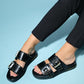 Zley Black Buckle Sandal (Women)
