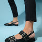 Paloma - Black Gold Buckle Sandal (Women)