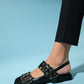 Paloma - Black Gold Buckle Sandal (Women)