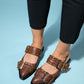 Paloma - Brown Gold Buckle Sandal (Women)