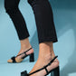 Veles - Black-Dark Beige Bow Block Heel Shoe (Women)