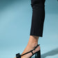Veles - Black-Dark Beige Bow Block Heel Shoe (Women)
