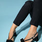 Veles - Black-Dark Beige Bow Block Heel Shoe (Women)