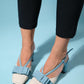 Veles - Blue-Beige Bow Block Heel Shoe (Women)