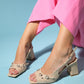 Pandia - Beige Buckle Block Heel Sandal (Women)