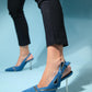 Glen - Denim Blue Zipper-Detail High Heel Shoe (Women)