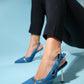 Glen - Denim Blue Zipper-Detail High Heel Shoe (Women)